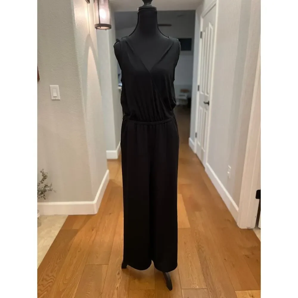A New‎ Day Black Sleeveless Wrap Jumpsuit Size Small